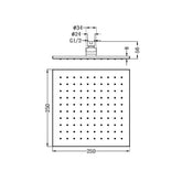 Nero 250mm x 250mm Square Shower Rose - Matte Black